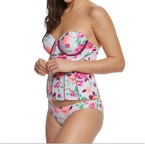 Betsey Johnson Rose Floral Bustier Peplum Swim Tankini Top & Bottom Size M NWT - Picture 14 of 15